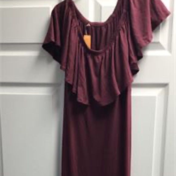 Glampunch Women’s Maternity Dress -Off Shoulder Ruffles - Picture 2 of 2